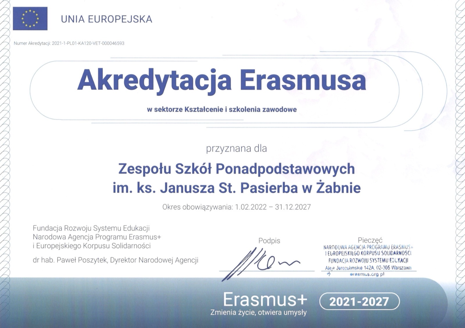 Erasmus, akredytacja